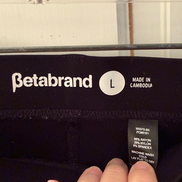 Betabrand Trousers, Classic Black Straight Stretch Yoga Pants - Picture 4 of 6